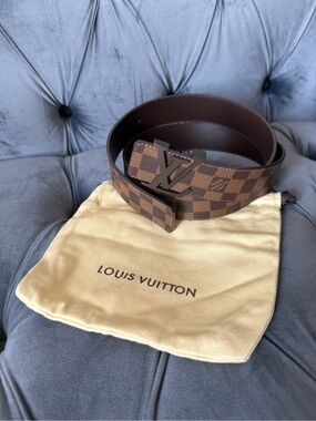 Louis Vuitton Brown Damier Canvas Men’s Belt with LV Buckle size 100